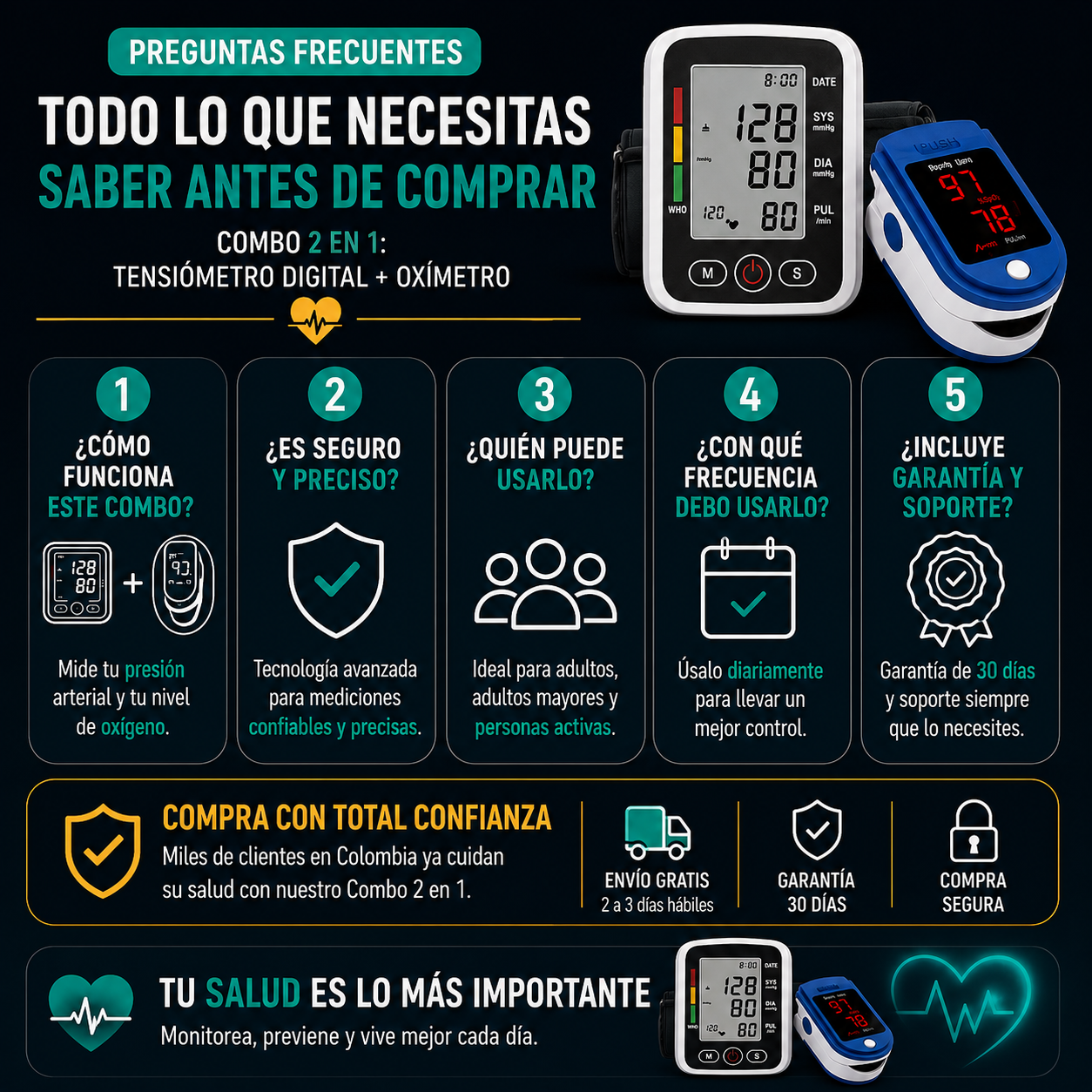 COMBO 2 EN 1 ! Tensiometro + Oximetro digital ❤️🩺
