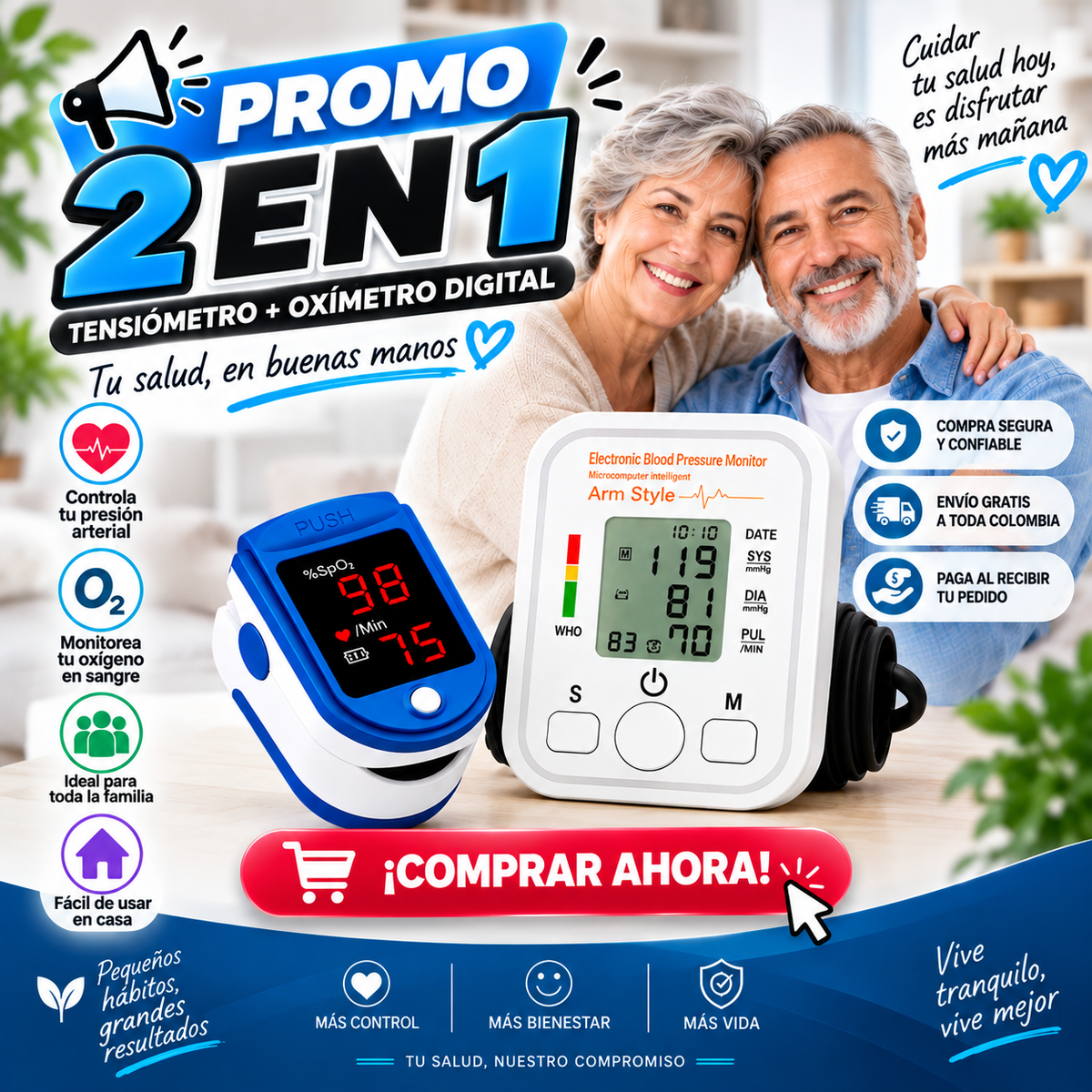 ❤️ ¡ TENSIÓMETRO + OXÍMETRO DIGITAL !🩺