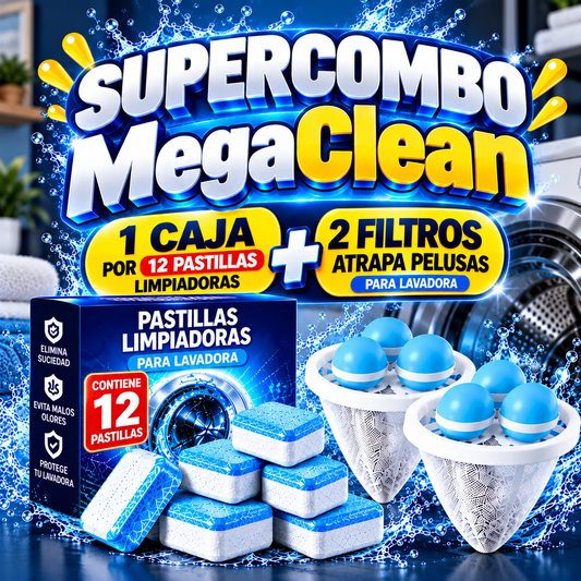 🔥 SUPERCOMBO™ | Caja x 12 Pastillas Limpiadoras + 2 Filtros Atrapa Pelusas 🧼